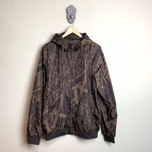 Fox brown zip up hooded windbreaker